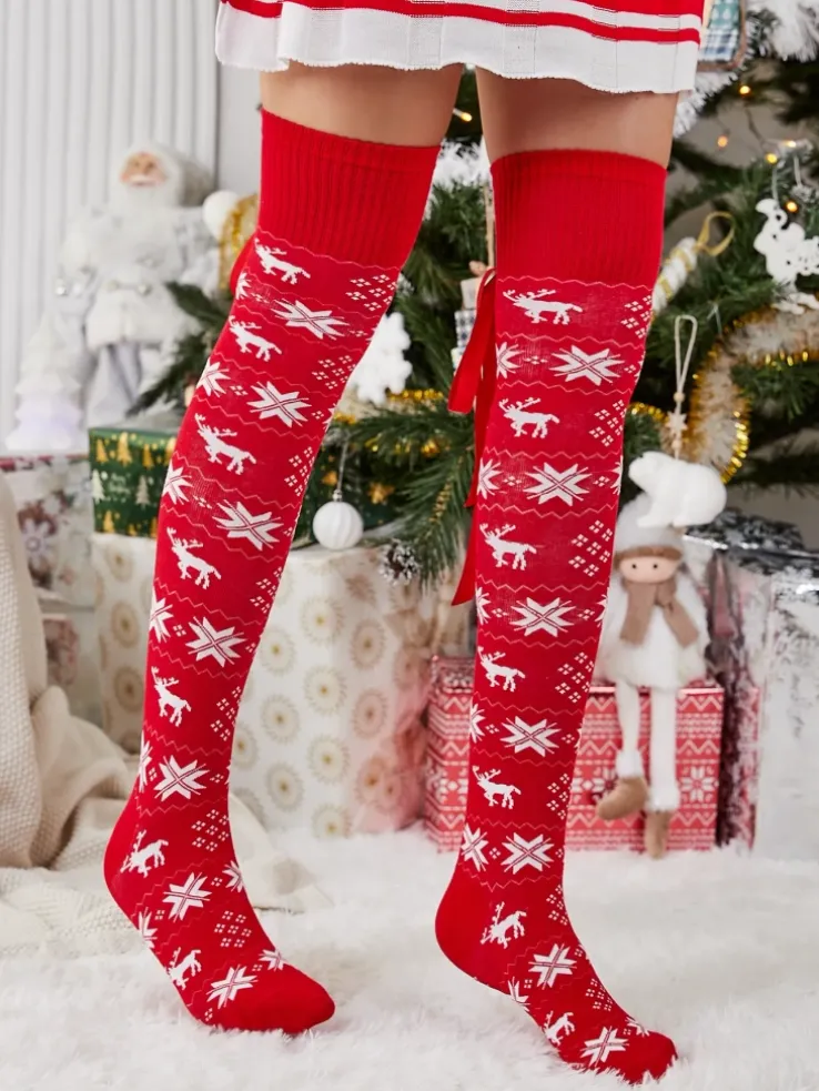 Royalfashion Damskie długie świąteczne skarpety