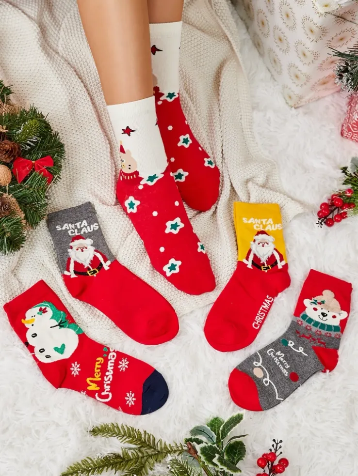 Royalfashion Damskie długie świąteczne skarpety 5/pak