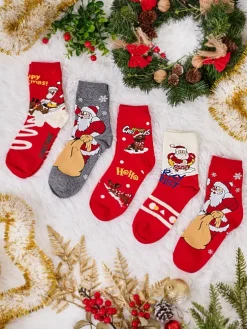 Royalfashion Damskie długie świąteczne skarpety 5/pak