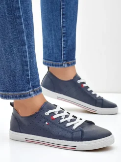 Royalfashion Damskie eko skórzane trampki Keopsa