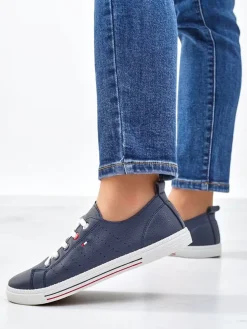 Royalfashion Damskie eko skórzane trampki Keopsa