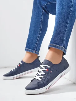 Royalfashion Damskie eko skórzane trampki Keopsa