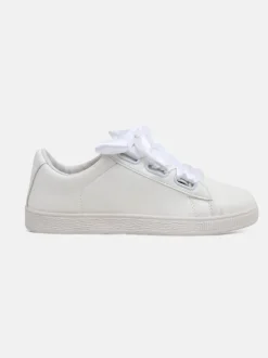 Royalfashion Damskie eko skórzane trampki z ozdobnymi sznurówkami Etti