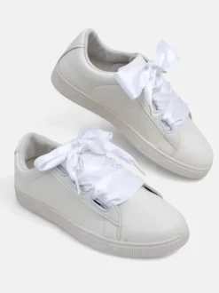 Royalfashion Damskie eko skórzane trampki z ozdobnymi sznurówkami Etti