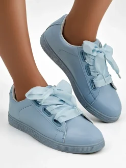 Royalfashion Damskie eko skórzane trampki z ozdobnymi sznurówkami Etti