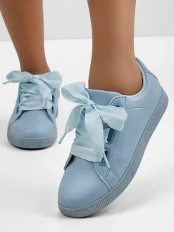 Royalfashion Damskie eko skórzane trampki z ozdobnymi sznurówkami Etti