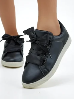 Royalfashion Damskie eko skórzane trampki z ozdobnymi sznurówkami Etti