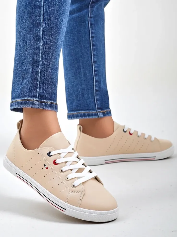 Royalfashion Damskie eko skórzane trampki Keopsa