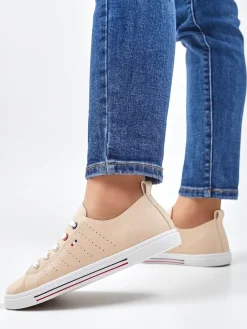 Royalfashion Damskie eko skórzane trampki Keopsa