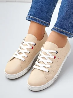 Royalfashion Damskie eko skórzane trampki Keopsa