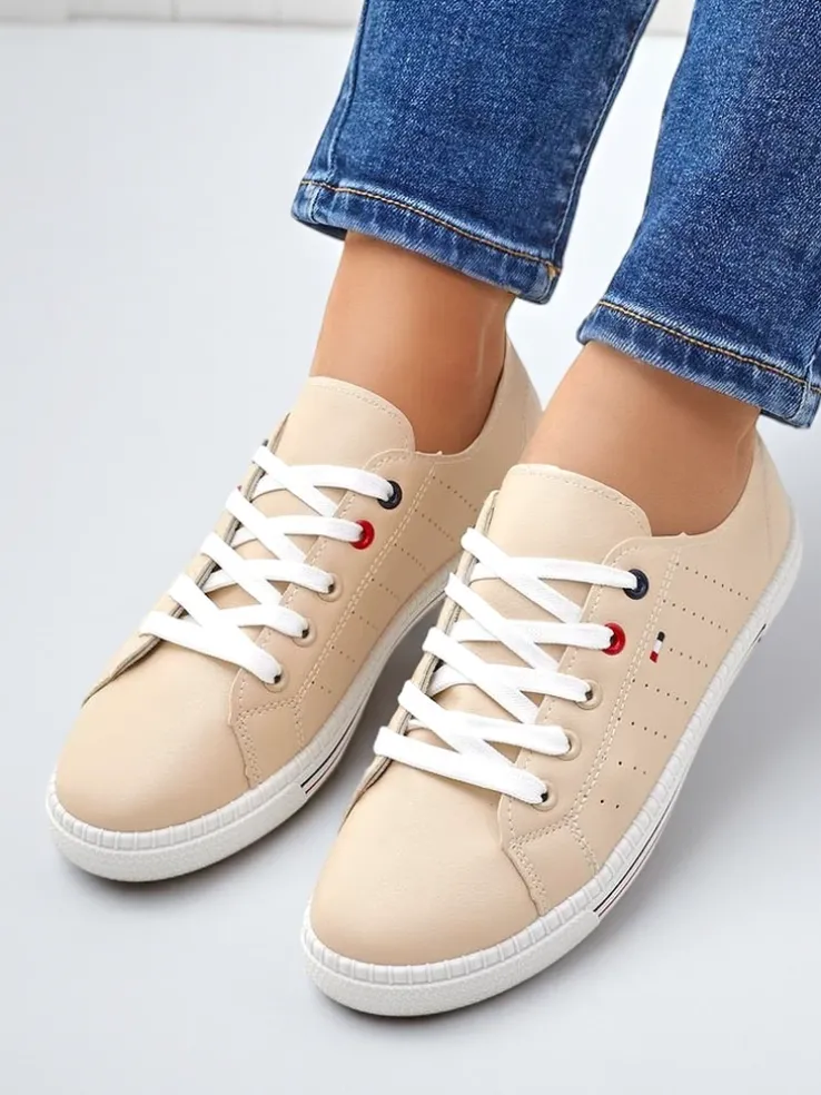 Royalfashion Damskie eko skórzane trampki Keopsa