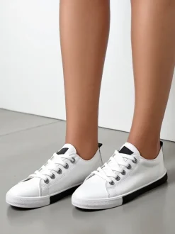 Royalfashion Damskie eko skórzane trampki Tarenele