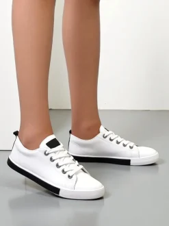 Royalfashion Damskie eko skórzane trampki Tarenele