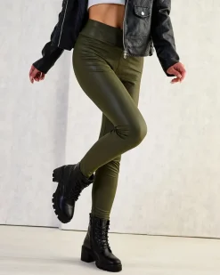 Royalfashion Damskie eko-skórzane legginsy