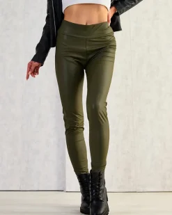 Royalfashion Damskie eko-skórzane legginsy