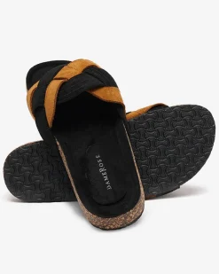 Royalfashion Damskie eko-zamszowe klapki w kolorze czarno-brązowym Zapri