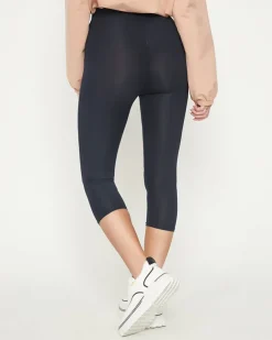 Royalfashion Damskie granatowe legginsy o długości 3/4