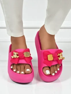 Royalfashion Damskie gumowe klapki z ozdobną kokardką Alday