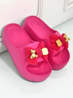 Royalfashion Damskie gumowe klapki z ozdobną kokardką Alday