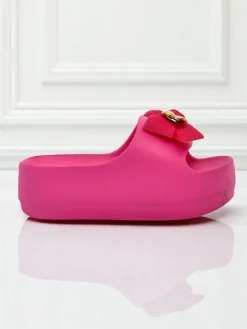 Royalfashion Damskie gumowe klapki z ozdobną kokardką Alday