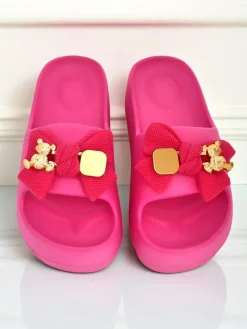 Royalfashion Damskie gumowe klapki z ozdobną kokardką Alday