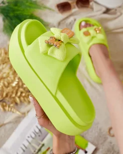Royalfashion Damskie gumowe klapki z ozdobną kokardką Nilm