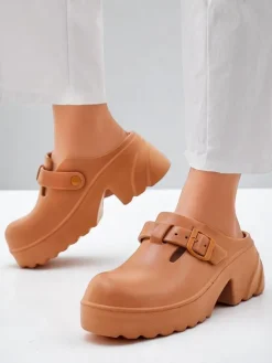 Royalfashion Damskie gumowe klapki na obcasie Voxones