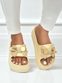 Royalfashion Damskie gumowe klapki z ozdobną kokardką Alday