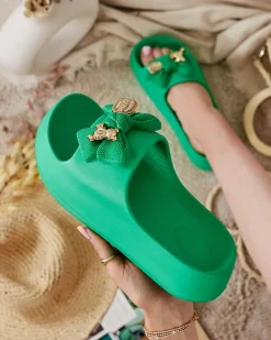 Royalfashion Damskie gumowe klapki z ozdobną kokardką Afeen