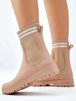 Royalfashion Damskie kalosze z wyższą tkaninową wstawką Scarlesa