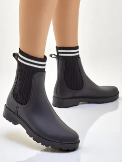 Royalfashion Damskie kalosze z wyższą tkaninową wstawką Scarlesa