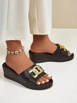 Royalfashion Damskie klapki na koturnie Nolia