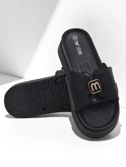 Royalfashion Damskie klapki na platformie z kokardką Mivo Jump