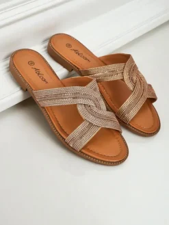 Royalfashion Damskie klapki plecione Woven Breeze