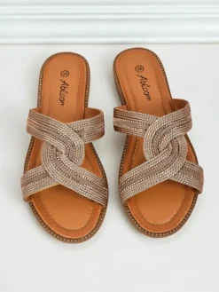 Royalfashion Damskie klapki plecione Woven Breeze