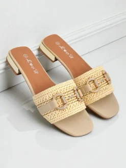 Royalfashion Damskie klapki plecione z ozdobą Aeterna