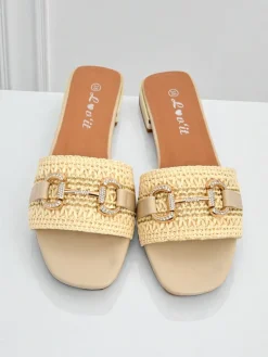 Royalfashion Damskie klapki plecione z ozdobą Aeterna