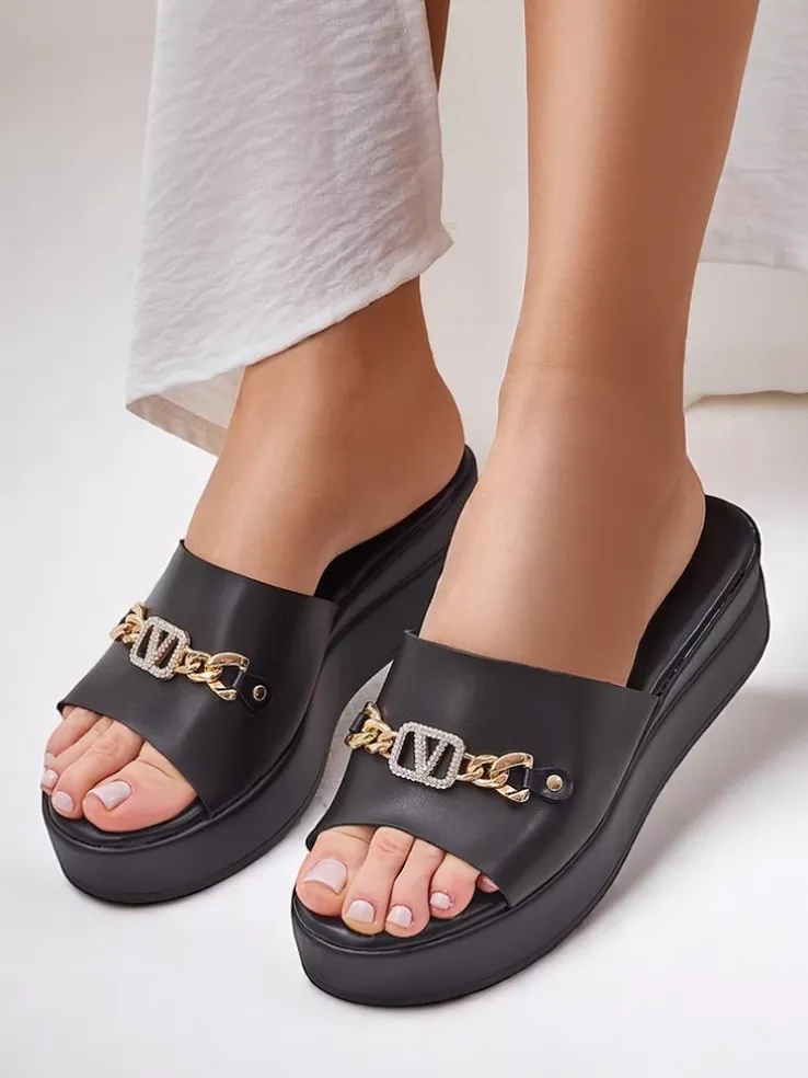 Royalfashion Damskie klapki na koturnie Dalimma