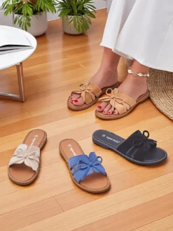 Royalfashion Damskie klapki na płaskiej podeszwie z kokardką Gerber