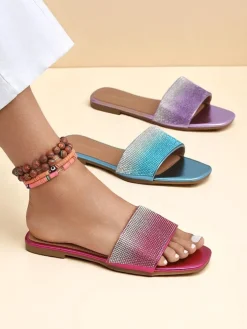 Royalfashion Damskie klapki z cyrkoniami ShinyGlow