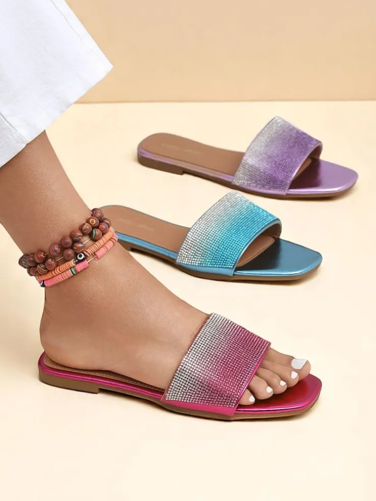 Royalfashion Damskie klapki z cyrkoniami ShinyGlow