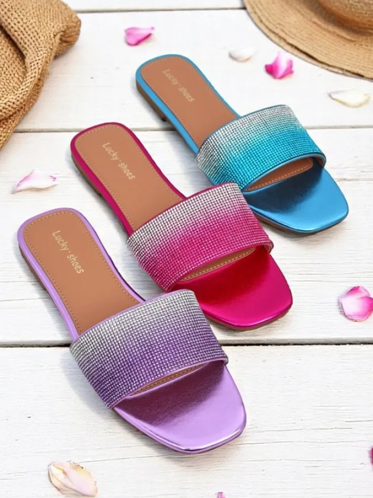 Royalfashion Damskie klapki z cyrkoniami ShinyGlow