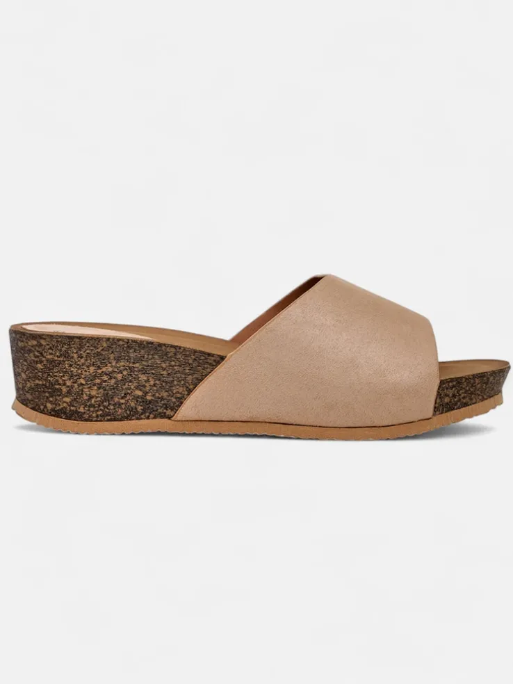 Royalfashion Damskie klapki na niskim koturnie Maderas