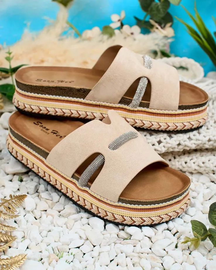 Royalfashion Damskie klapki z cyrkoniami Orolta