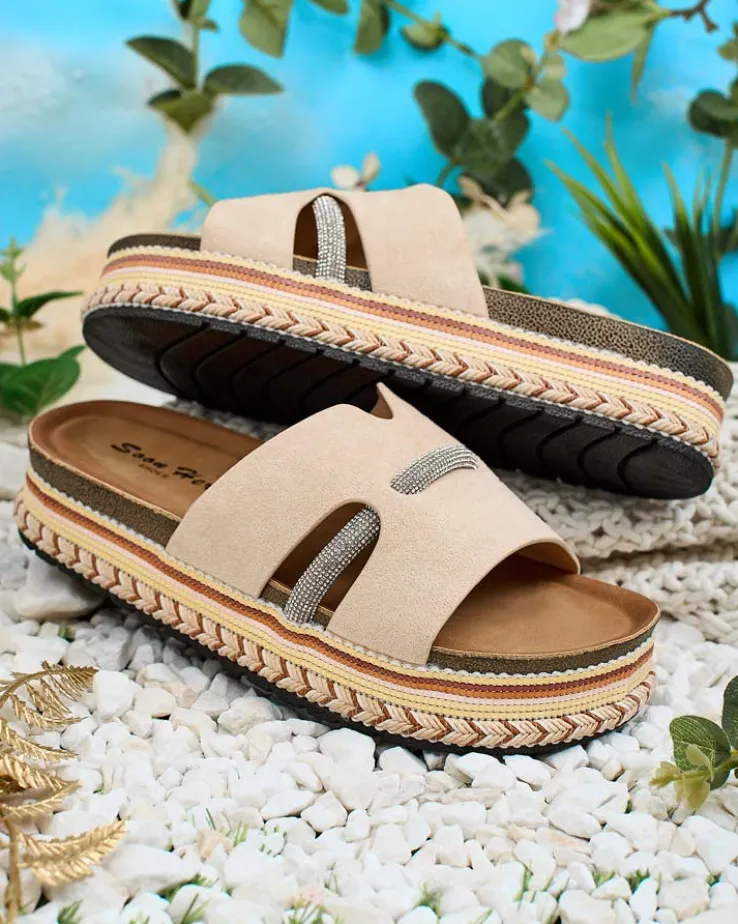 Royalfashion Damskie klapki z cyrkoniami Orolta