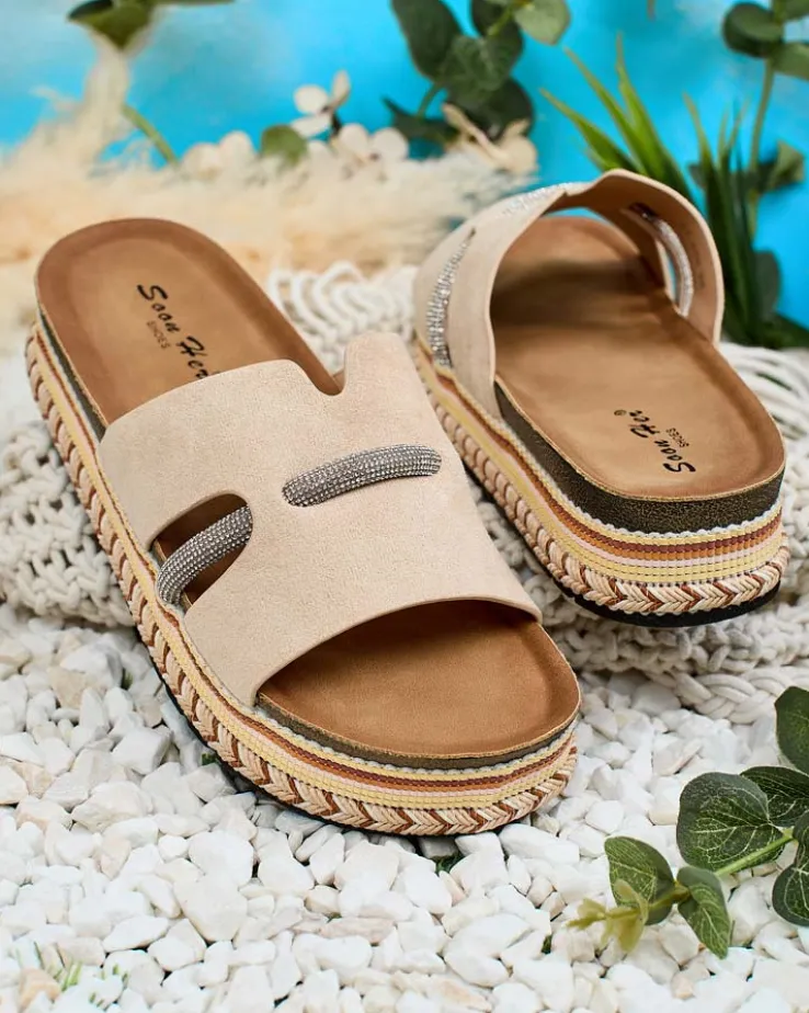 Royalfashion Damskie klapki z cyrkoniami Orolta