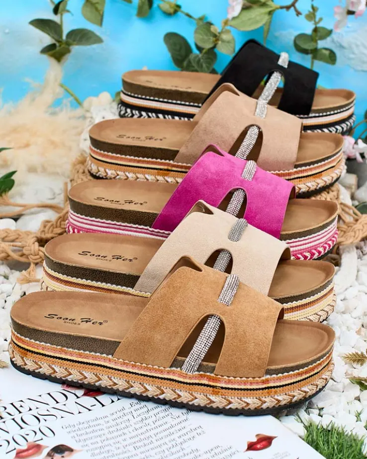 Royalfashion Damskie klapki z cyrkoniami Orolta