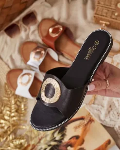 Royalfashion Damskie klapki na płaskiej podeszwie Olerna