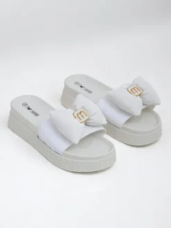 Royalfashion Damskie klapki na platformie z kokardką Mivo Jump