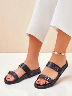 Royalfashion Damskie klapki eko skórzane EcoTwins Slides